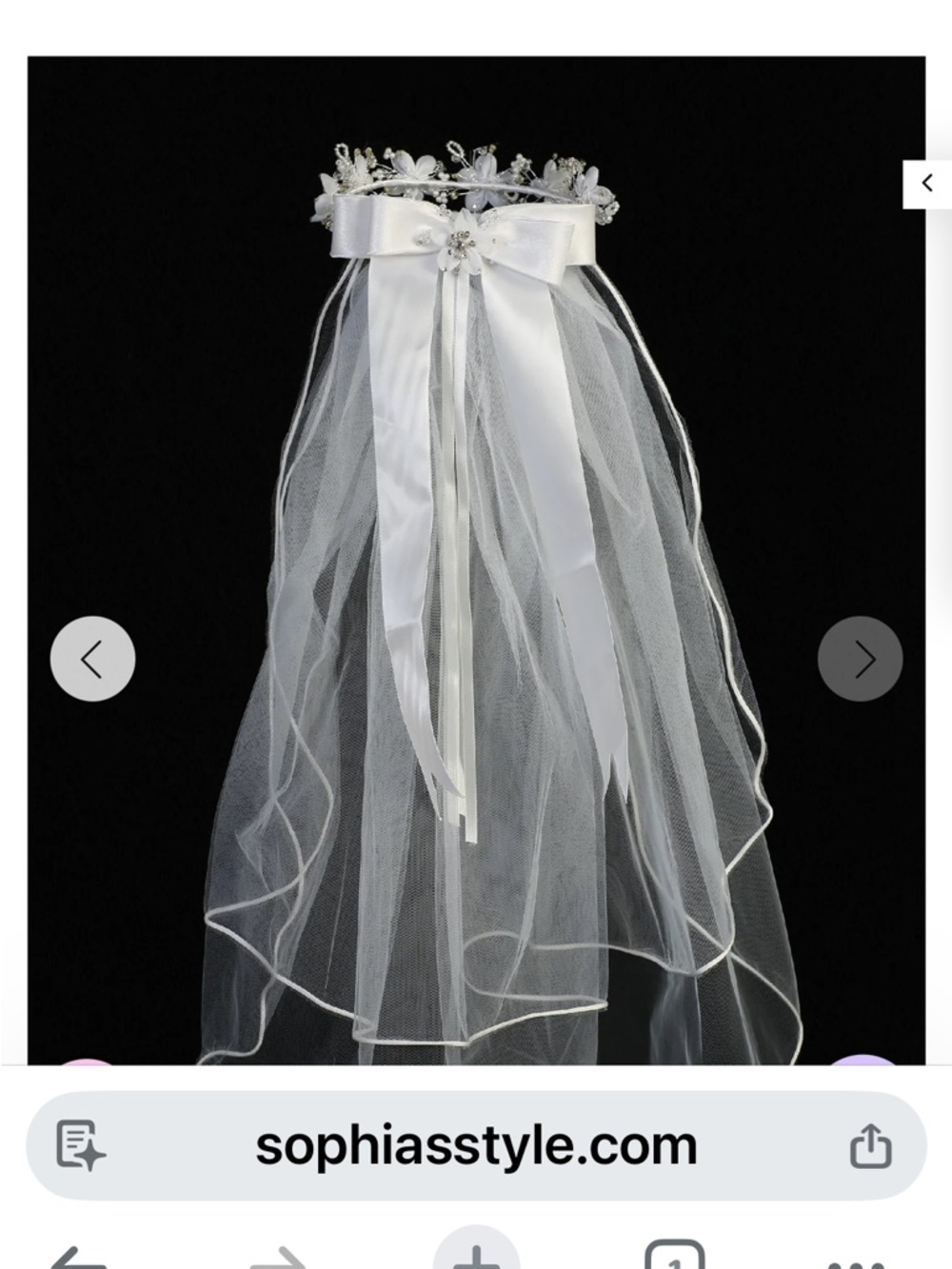 White First Holy Communion Veil with Ribbon Bow